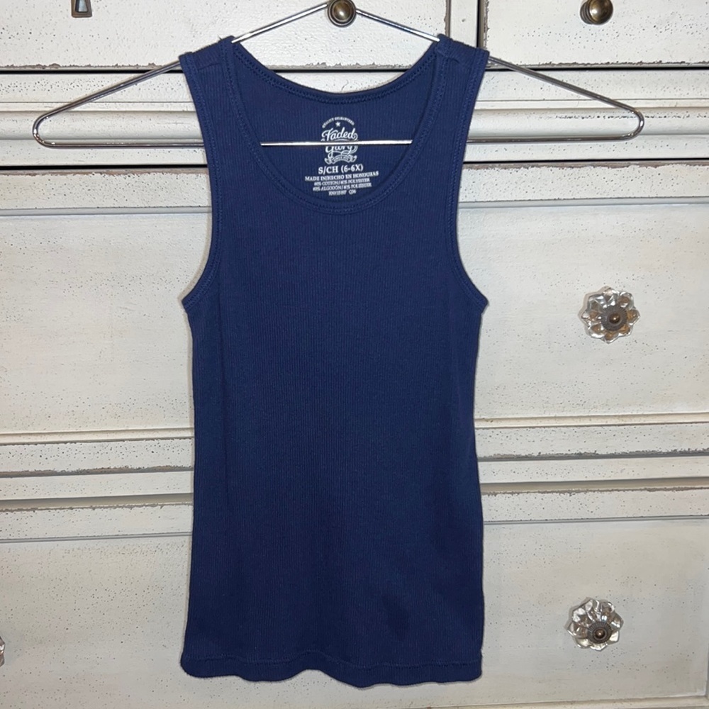 Faded Glory navy blue sleeveless kids shirt tank top undershirt Small (6-6X)​​